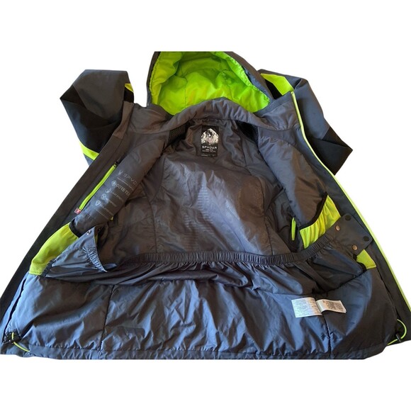 Spyder Blue and Gray Ski Jacket with Yellow Accents - Picture 13 of 16